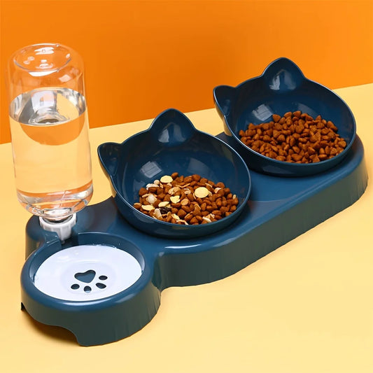 3-in-1 Cat Food & Water Bowl Set
