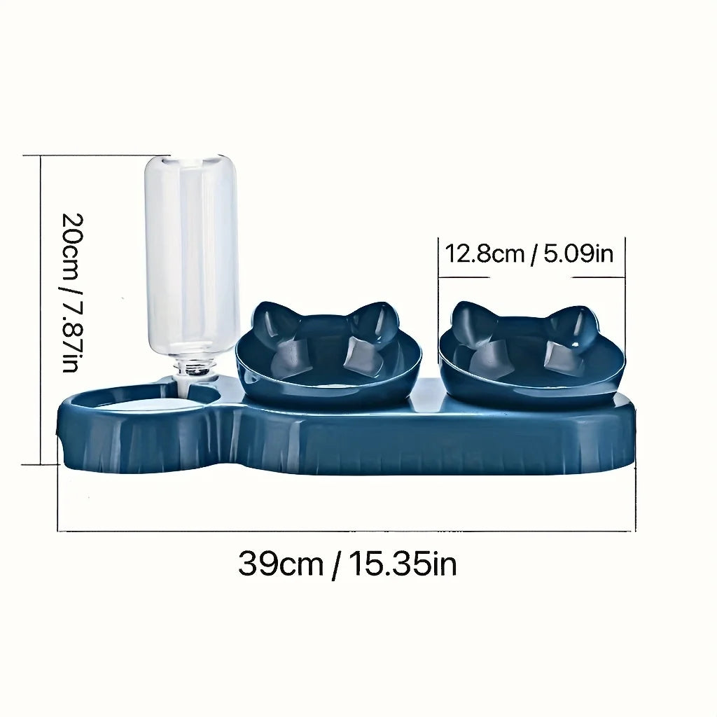 3-in-1 Cat Food & Water Bowl Set
