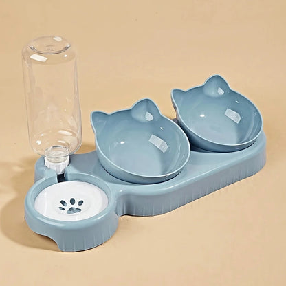 3-in-1 Cat Food & Water Bowl Set