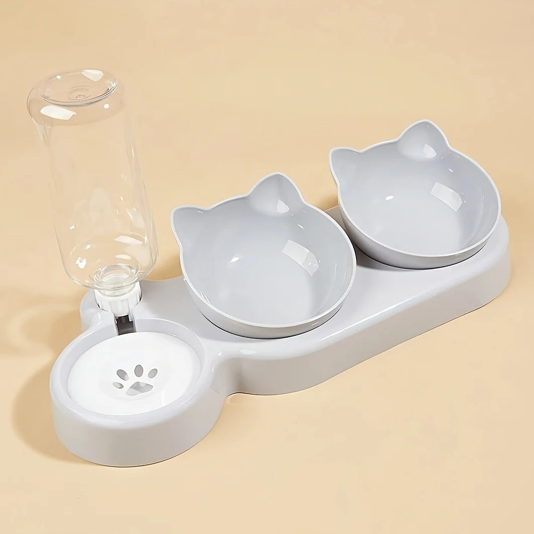 3-in-1 Cat Food & Water Bowl Set