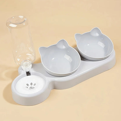 3-in-1 Cat Food & Water Bowl Set